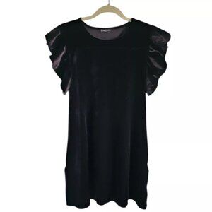 Very J Women's Black Velvet Ruffle Sleeve‎ Dress Whimsygoth Sz M